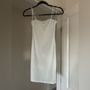 12th the tribe Novella White Rhinestone Mini Dress cover up size small